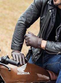 img 3 attached to YISEVEN Men's Sheepskin Leather 🧤 Motorcycle Gloves & Mittens: Premium Touchscreen Accessories