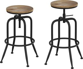 img 4 attached to 🪑 Stylish Set of 2 Fashionoda Industrial Bar Stools: Height Adjustable Metal Swivel Barstools with Footrest - 21-30 Inch Seat Height, Black