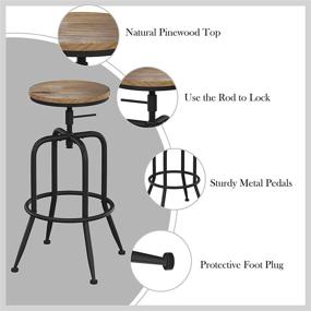 img 1 attached to 🪑 Stylish Set of 2 Fashionoda Industrial Bar Stools: Height Adjustable Metal Swivel Barstools with Footrest - 21-30 Inch Seat Height, Black