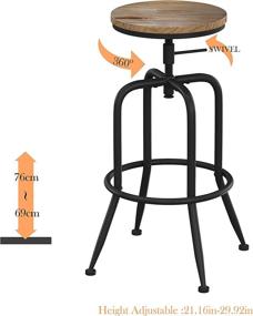 img 3 attached to 🪑 Stylish Set of 2 Fashionoda Industrial Bar Stools: Height Adjustable Metal Swivel Barstools with Footrest - 21-30 Inch Seat Height, Black
