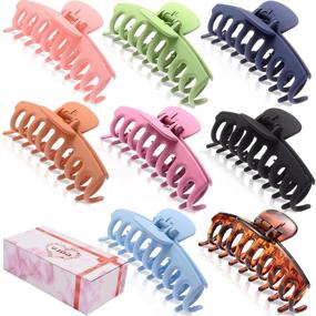 img 4 attached to 🦋 GQLV 8PCS Large Hair Claw Clips for Women: 4.4 Inch Big Banana Clips for Thick & Thin Hair - Nonslip, Stylish Butterfly Hair Barrettes & Fashion Accessories for Girls