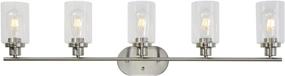 img 4 attached to Stylish and Functional: VINLUZ 5 Light Modern Bathroom Vanity Lighting with Clear Glass Shade in Brushed Nickel Finish