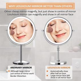 img 3 attached to 🔍 Liouhoum 8 Inch Lighted Makeup Mirror with Rechargeable LED Lights - 1X/10X Magnifying, 360° Dimmable Chrome Mirror