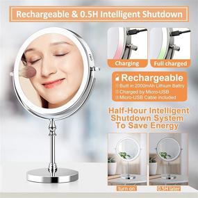 img 2 attached to 🔍 Liouhoum 8 Inch Lighted Makeup Mirror with Rechargeable LED Lights - 1X/10X Magnifying, 360° Dimmable Chrome Mirror