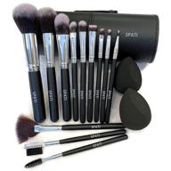 💄 spati 12-piece professional makeup brush set with pu leather holder - ideal for foundation, eye shadow, blush, and concealer - travel size - black logo