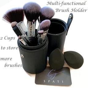 img 1 attached to 💄 SPATI 12-Piece Professional Makeup Brush Set with PU Leather Holder - Ideal for Foundation, Eye Shadow, Blush, and Concealer - Travel Size - Black