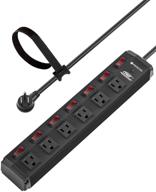 ⚡️ crst 15a heavy duty power strips with individual switches - 14awg surge protectors power strip with circuit breaker (1200 j) - 6 outlet eco-friendly metal surge protector - 6 feet length logo