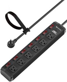 img 4 attached to ⚡️ CRST 15A Heavy Duty Power Strips with Individual Switches - 14AWG Surge Protectors Power Strip with Circuit Breaker (1200 J) - 6 Outlet ECO-Friendly Metal Surge Protector - 6 Feet Length