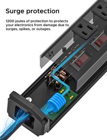 img 1 attached to ⚡️ CRST 15A Heavy Duty Power Strips with Individual Switches - 14AWG Surge Protectors Power Strip with Circuit Breaker (1200 J) - 6 Outlet ECO-Friendly Metal Surge Protector - 6 Feet Length