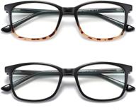 blue light blocking glasses for women men computer glasses tr lightweight blue ray filter anti eye strain non prescription fake glasses frame clear lens 2 pack (black+black with leopard) logo