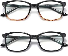 img 4 attached to Blue Light Blocking Glasses For Women Men Computer Glasses TR Lightweight Blue Ray Filter Anti Eye Strain Non Prescription Fake Glasses Frame Clear Lens 2 Pack (Black+Black With Leopard)