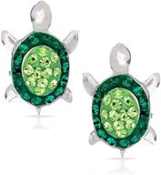 925 sterling silver green crystal baby sea turtle earring set - hypoallergenic studs for women, girls & kids, rust-proof with free gift box for a special moment of love logo