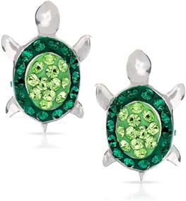 img 4 attached to 925 Sterling Silver Green Crystal Baby Sea Turtle Earring Set - Hypoallergenic Studs for Women, Girls & Kids, Rust-Proof with Free Gift Box for a Special Moment of Love