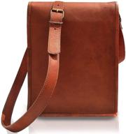 👜 premium leather satchel 10.5 ipad travel bag - stylish brown crossbody tablet purse with shoulder strap - perfect gift for men and women - fits ipad 8th generation (11 inches) logo