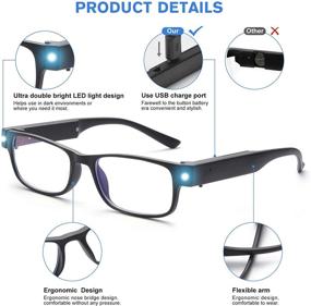 img 3 attached to 👓 OuShiun Reading Glasses with LED Light: Block Blue Light & Prevent Eyestrain for Nighttime Reading