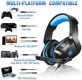 img 3 attached to PHOINIKAS H1 Gaming Headset - PS4, Xbox One, PC, Laptop, Nintendo Switch Compatible, Bass Surround, Noise-Cancelling Mic, LED Light - Blue - Great Gift for Kids