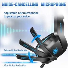 img 1 attached to PHOINIKAS H1 Gaming Headset - PS4, Xbox One, PC, Laptop, Nintendo Switch Compatible, Bass Surround, Noise-Cancelling Mic, LED Light - Blue - Great Gift for Kids