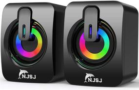 img 4 attached to 🔊 NJSJ 2.0 Wired Desktop Speaker: USB Powered Gaming Speaker for PC/Laptop/Tablets – Volume Control, LED Light, AUX-in – Compact and Powerful Computer Speakers