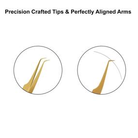 img 1 attached to 🔧 Golden Eyelash Extension Tweezers - Handcrafted Japanese Stainless Steel Precision Tweezers with 90° Angular Tip - Professional Lash Tool