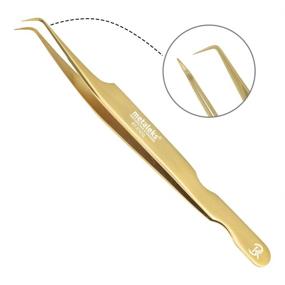 img 3 attached to 🔧 Golden Eyelash Extension Tweezers - Handcrafted Japanese Stainless Steel Precision Tweezers with 90° Angular Tip - Professional Lash Tool