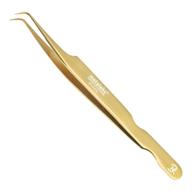 🔧 golden eyelash extension tweezers - handcrafted japanese stainless steel precision tweezers with 90° angular tip - professional lash tool logo