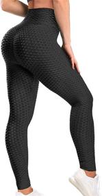 img 4 attached to 🩳 Jenbou High Waist Yoga Pants for Women - Butt Lifting Anti Cellulite Leggings, Tummy Control Workout Sport Tights