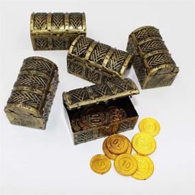 img 3 attached to 🏴 Винтажный пиратский ящик для ювелирных изделий - набор игрушек MAYiT Mini Pirate Treasure Chests, 10 штук для детской игры, подарков на вечеринку и декора магазина, с монетами из золота и драгоценными камнями.