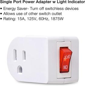 img 2 attached to 💡 Electes 3 Prong Grounded Single Port Power Adapter - 3 Pack with Red Indicator On/Off switch