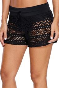 img 4 attached to 👙 Heymiss Women's Lace Crochet Skirted Bikini Bottoms Swim Shorts