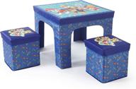 🐾 idea nuova paw patrol 3-piece collapsible set: storage table and 2 ottomans, in blue logo