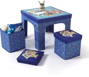 img 1 attached to 🐾 Idea Nuova Paw Patrol 3-Piece Collapsible Set: Storage Table and 2 Ottomans, in Blue