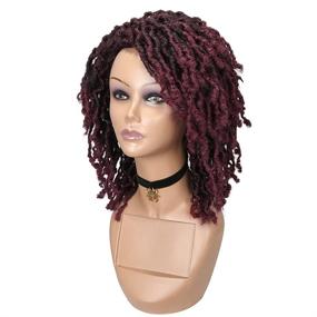 img 2 attached to FAVE короткие парики для черных женщин с дредлоками: парик Afro Twisted Braided Wig - кучерявые синтетические волосы - парик Lace Front Nu Faux Afro Dreadlock Wigs (T1B / 99J)