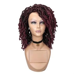 img 3 attached to FAVE короткие парики для черных женщин с дредлоками: парик Afro Twisted Braided Wig - кучерявые синтетические волосы - парик Lace Front Nu Faux Afro Dreadlock Wigs (T1B / 99J)