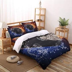 img 2 attached to Ice Hockey Fire Lightning Comforter Set – Teather 3-Piece Bedding Sets: Duvet Cover, Pillow Cases for All Ages, Queen Size