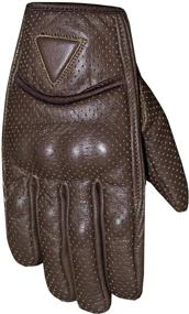 img 2 attached to Premium Perforated Brown Leather Men's Motorcycle Cruiser Safety Gel Gloves S