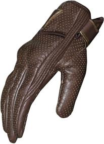 img 3 attached to Premium Perforated Brown Leather Men's Motorcycle Cruiser Safety Gel Gloves S