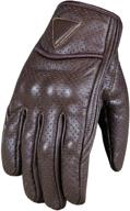 premium perforated brown leather men's motorcycle cruiser safety gel gloves s logo