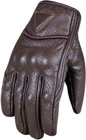 img 4 attached to Premium Perforated Brown Leather Men's Motorcycle Cruiser Safety Gel Gloves S