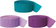 🧜 andaz press mermaid colored crepe paper streamer kit, 240-feet, aqua teal, lavender, royal purple, 1-pack, 3-rolls - ideal for mermaid-themed wedding, baby or bridal shower, birthday party decorations логотип