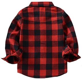 img 1 attached to 👕 Adorable Button Down Plaid Flannel Long Sleeve Shirt for Baby Boys and Girls (2T-7T)