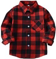 👕 adorable button down plaid flannel long sleeve shirt for baby boys and girls (2t-7t) logo