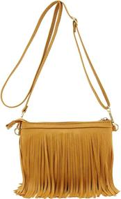 img 1 attached to 👜 Fashionable Small Fringe Crossbody Bag with Wrist Strap - Women's Handbags, Wallets, and Crossbody Bags