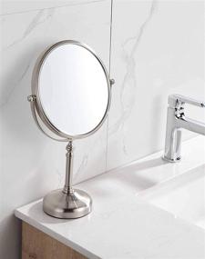 img 3 attached to 🪞 KAIIY 8-Inch Large Tabletop Cosmetic Mirror with 5X Magnification, Swivel Makeup Mirror, 14 Inches Height, Brushed Nickel Finish