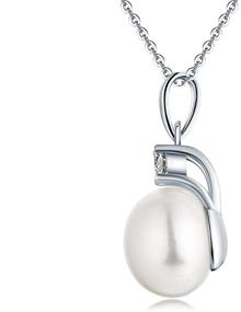 img 1 attached to Elegant Women's 925 Sterling Silver Freshwater Cultured Pearl Pendant Necklace by JO WISDOM Jewelry: A Timeless Piece for Women and Girls