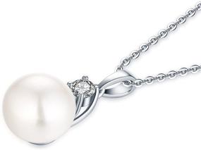 img 2 attached to Elegant Women's 925 Sterling Silver Freshwater Cultured Pearl Pendant Necklace by JO WISDOM Jewelry: A Timeless Piece for Women and Girls
