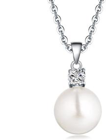 img 4 attached to Elegant Women's 925 Sterling Silver Freshwater Cultured Pearl Pendant Necklace by JO WISDOM Jewelry: A Timeless Piece for Women and Girls