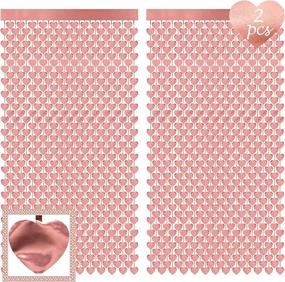 img 4 attached to 🌹 2 Pack Rose Gold Heart Foil Curtains - Shimmering Metallic Fringe Tinsel - Ideal for Bachelorette Party, Birthday Backdrop, Wedding Photo Booth, Engagement, Bridal Shower (Rose Gold)