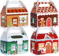 🎁 tomnk 28 подарочных коробок на рождество | коробки для печенья | коробки для лакомств |картонные двускатные коробочки в виде 3d рождественского домика для конфет | принадлежности для новогодней вечеринки | коробки на рождество для подарков - размеры 6х3,5х3,5 дюйма. логотип