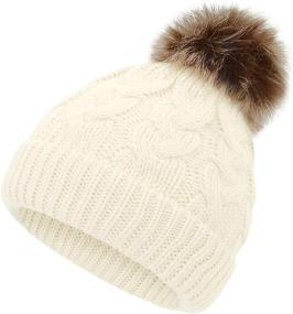 img 3 attached to 👶 Knit Baby Girl Hat with Pom Pom - Warm Winter Beanie for Girls & Boys - American Trends Infant Cap