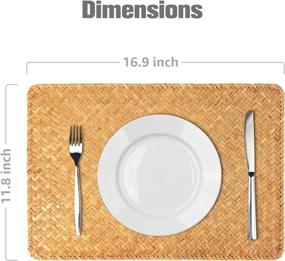 img 1 attached to 🍽️ Natural Rectangular Placemats for Kitchen by Hade